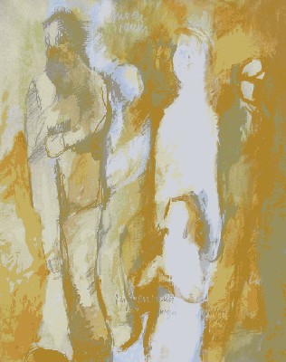 Kleine Ansicht 1998 ca. Menschenansammlung 40x48,5cm, Graphit und wasservermalbare  Ölkreide auf Papier.jpg